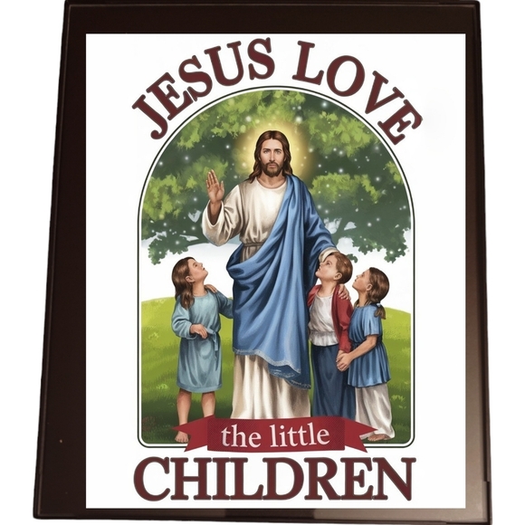 Handmade Other - Jesus Loves The Little Children In A Glass Front Frame 8x10 Picture AI wall art